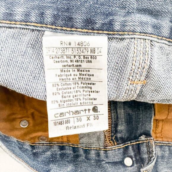 Carhartt Relaxed Fit Denim Jean Dark Wash Cutoffs Size 30 - Picture 3 of 4